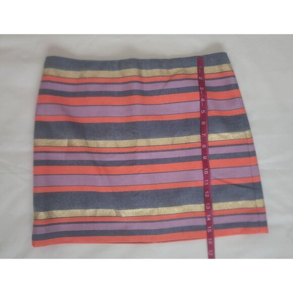 J. Crew Women's Gold/Purple/Blue Stripe Mini Skirt Size 6 - Picture 8 of 8